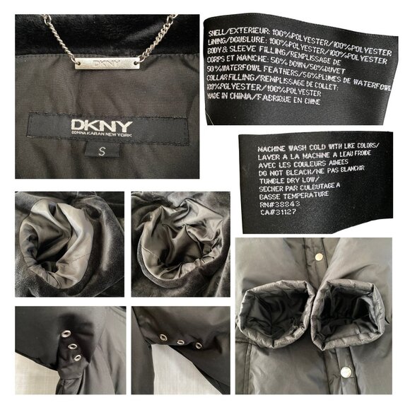 DKNY Black Hooded Puffer Coat - Size S - Preowned - Picture 10 of 12